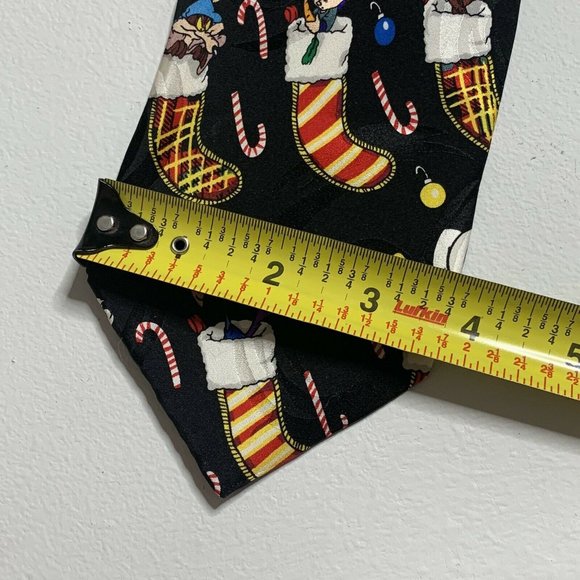 Vintage 1995 Looney Tunes Mania Black Tie Christmas Stocking Candy Canes Holiday - Picture 3 of 6